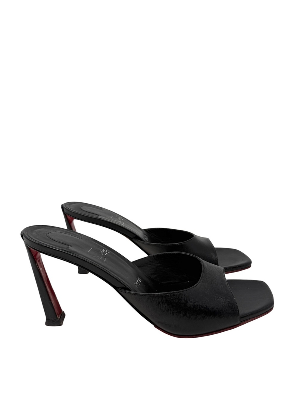 Christian Louboutin Condora Black Leather Mules Slides Size 41.5